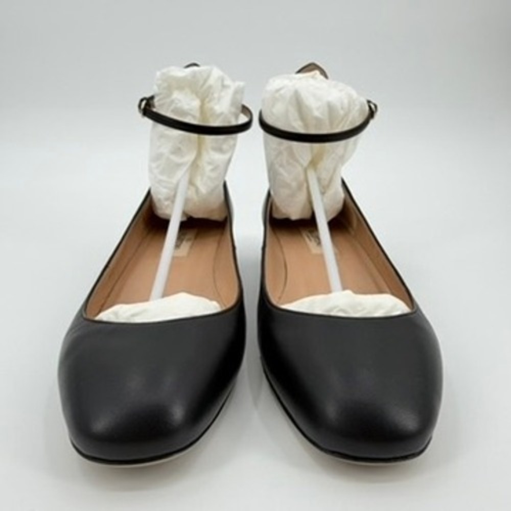 Valentino Garavani Black Leather Ankle Strap Flats TWDS0486 NK2 Size 37.5 - Picture 2 of 12